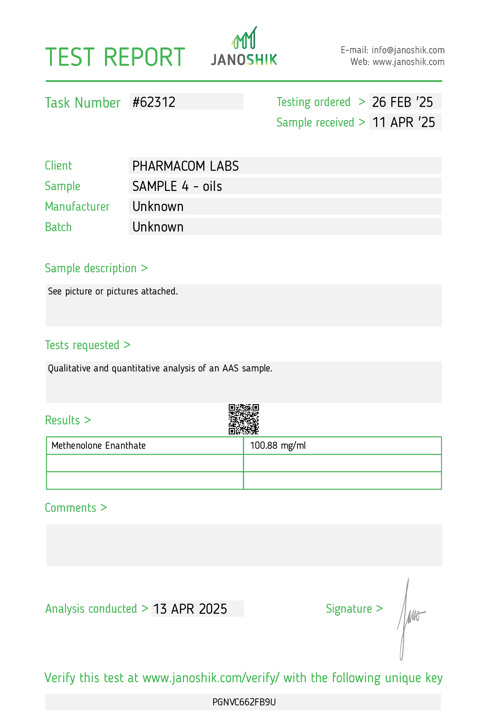 PharmaPrim 100 - Jano Test